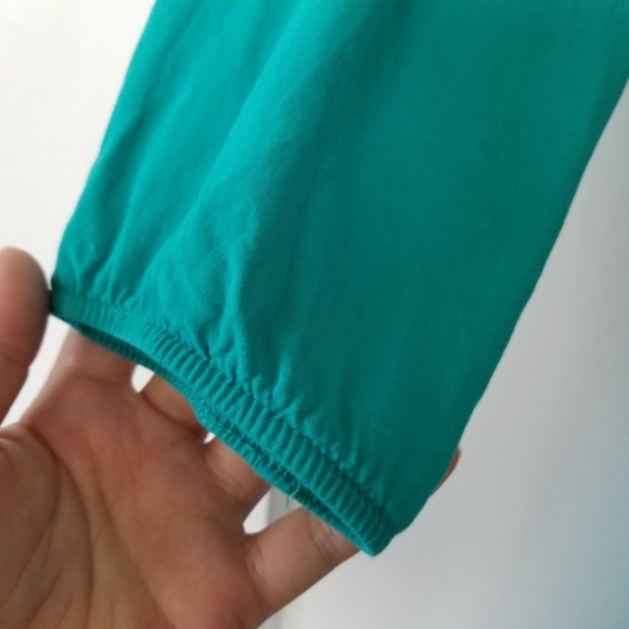 JustFab teal v-neck long sleeve romper - Picture 5 of 8